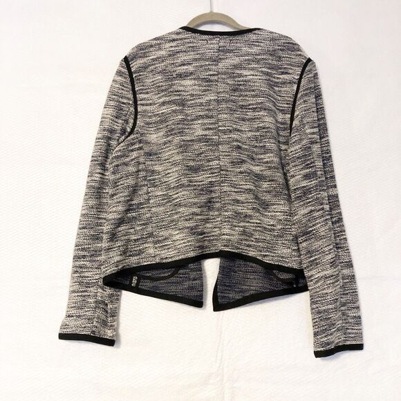 Ann Taylor Open Front Blazer Jacket Gray w/Black Trim Zipper Pockets NWT Size XL - Picture 2 of 7